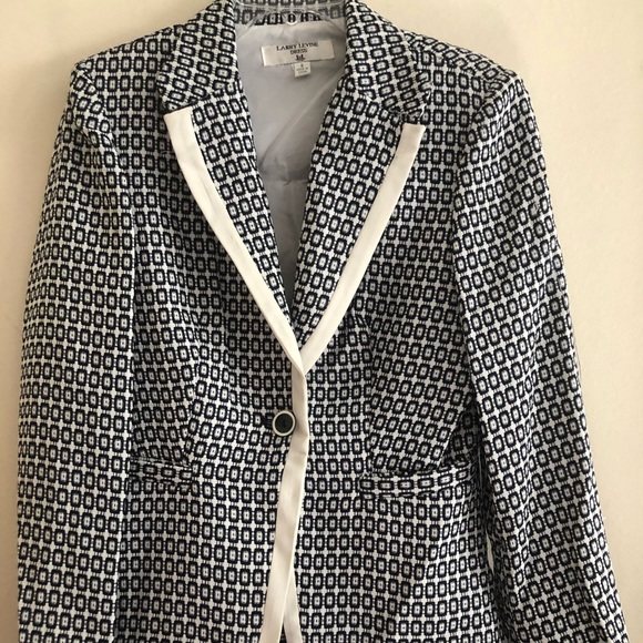 Larry Levine Black and White Patterned Jacket - Picture 1 of 5